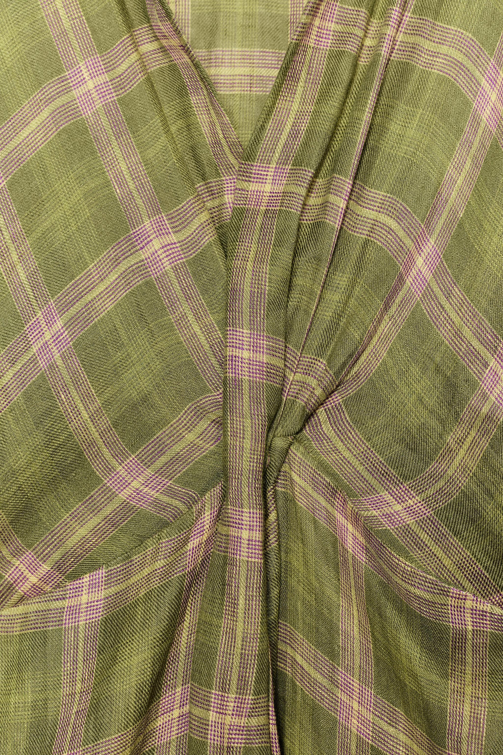ZW COLLECTION CHECKED LINEN DRESS